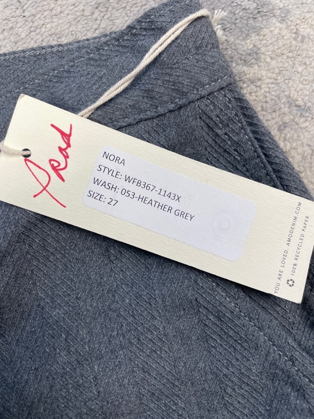 NWT Amo Nora Pant Heather Gray Drawstring Waist Sz 27 - Picture 14 of 15